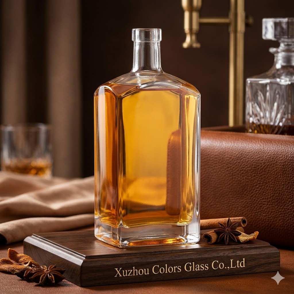 750ml Square Glass Liquor Bottle for Spirits