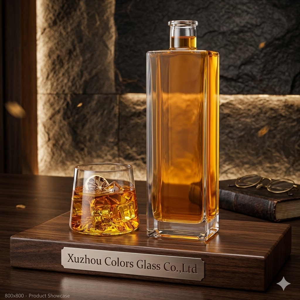 500ml Unique Square Brandy Glass Bottle