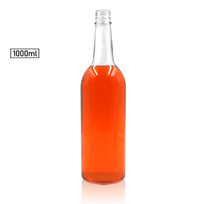 1 liter empty glass liquor bottle with metal security lid 