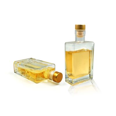 250 ml small square glass spirit bottles with lids cork stopper