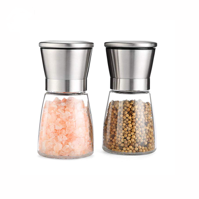 Spice jar set 6 Oz Glass Mini Spice Grinder with Adjustable Ceramic Rotor Cap