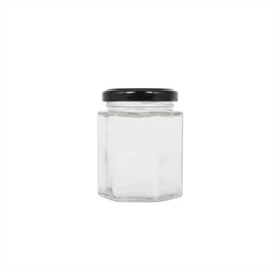 180 ml empty hexagon glass honey jar 