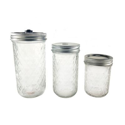 Wholesale 20oz 600ml Wide Mouth Clear Diamond Glass Jelly Mason Jar For Juice 