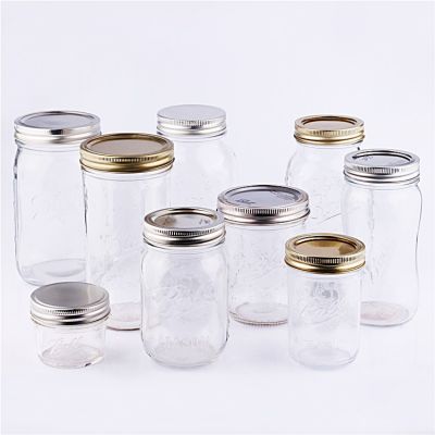 Clear Glass 4oz 8oz 12oz 16oz 24oz 32oz 64oz Mason Jar Ball With Lids Wholesale 