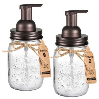 16 oz wholesale pump lid glass mason jar wholesale with Bronze soap dispenser 