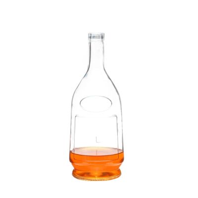 1L 1000ml glass liquor wine bottle with cork Clear glass Vodka Burgundy glass bottle 