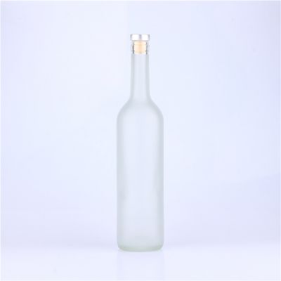 Best Price High Quality 750ml Frosted Transparent Cork Cap Bordeaux Glass Wine Bottle 