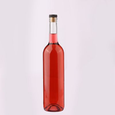 Custom Liquor Wine Bottle 750 ml Glass Red Wine Bottle with Cork Cap 