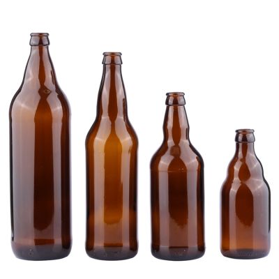 330ml 500ml 600ml 1000ml Amber Beer Glass Bottle with Crown Cap 