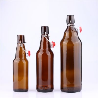 330ml 500ml 650ml 1000ml Tall Glass Beer Bottle with Locking Lid 