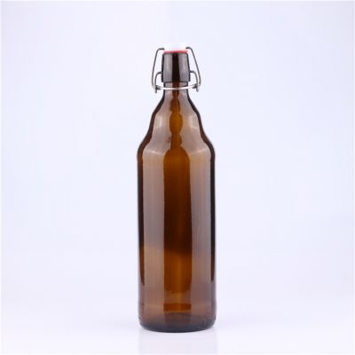 Airtight Custom 1 L 32oz Glass Beer Drinking Bottle with Swing Top 