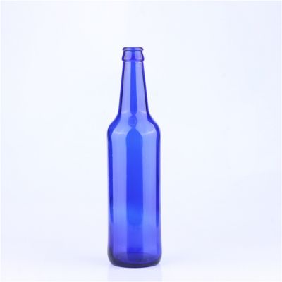Blue Beer Glass Bottle Manufacture 500ml Custom Shape Color Wholesale Empty 500 ml Beer Bottle Glass with Crown Cap 