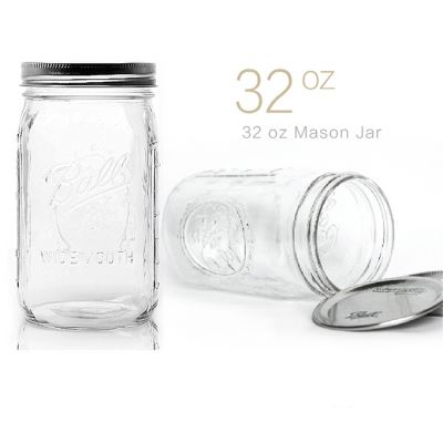 32oz Clear Sample Airtight Ball Glass Mason Jar with cap 