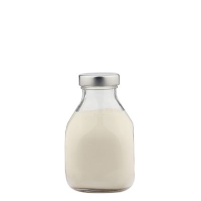 16oz 500ml french square empty glass milk bottle with tamper-evident white plastic cap 