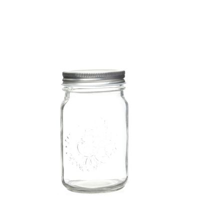 Round Wide Mouth Glass Mason Jar With Metal Lids 