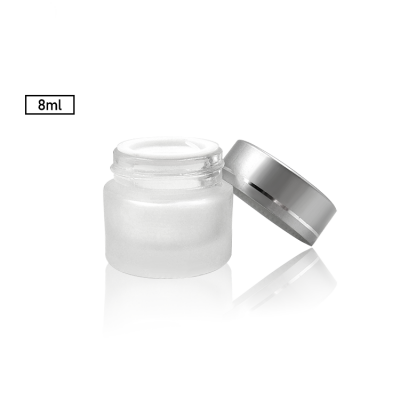 Travel size round 8g glass cosmetic jar with matte surface 