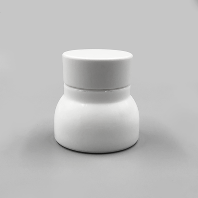 Fancy luxury 50g white glass cream jar with bakelite white cap 