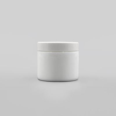 Luxury cosmetic white porcelain opal white 100ml glass bottle cosmetic jar with pump savanna series 