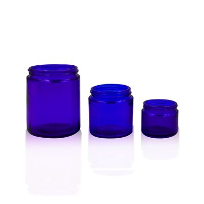Cobalt Blue 1oz, 2oz, 4oz Straight Sided Glass Eye Mask Cosmetic Jar 