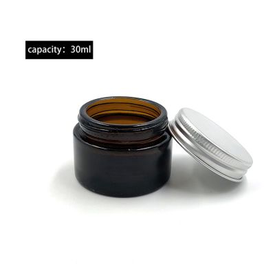  Hot sale cheap 1oz amber glass cosmetic jar with aluminium lid