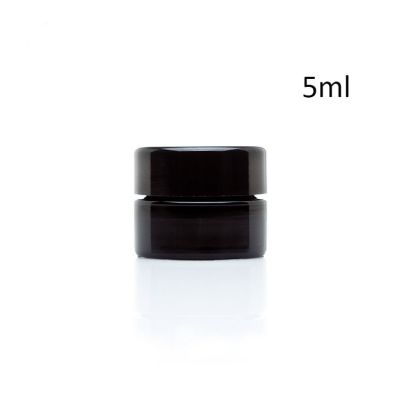 Palm Size 5 ml black round straight sided glass screw top Jar with lid 