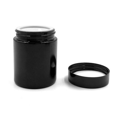 Safety 100ml black violet glass jar with black lid 