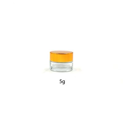 Sample use mini glass cosmetics jars 5g with inner plug and alumite lid 