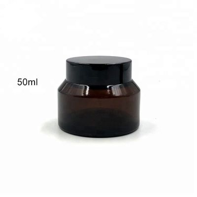Ultraviolet protected 50ml amber glass container jar with ABS Lid 