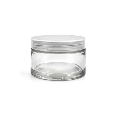 Best selling 200ml empty clear glass cosmetic facial cream jar with plastic lid 