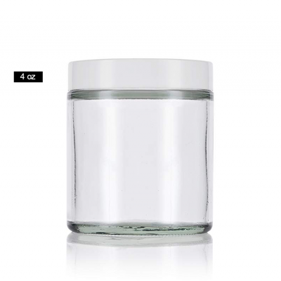 Portable 4oz / 120ml Clear Thick Glass Straight Sided Cream Jar 