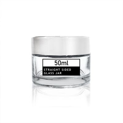 Straight sided 50g skin care glass ointment jar with disc and screw lid 
