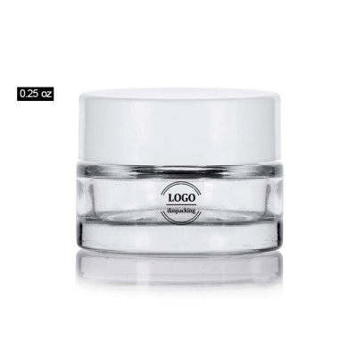 Transparent 0.25 oz 7.5ml Thick Wall Glass Balm Jars with White Foam Lined Smooth Lids 
