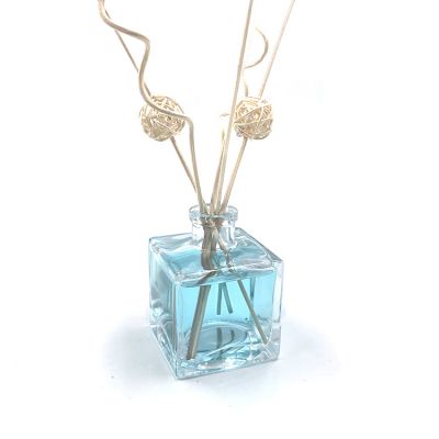 Cube Replacement Diffusers 200ml Empty Square Reed Diffuser Glass Bottle With Cork Stopper 
