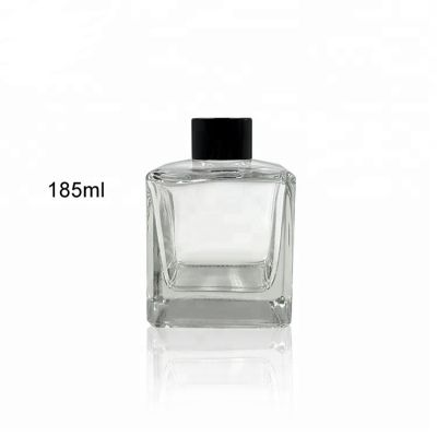 Empty 185ml clear square aromatherapy reed diffuser glass bottle 