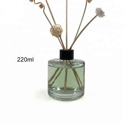 Empty 220ml round shape aroma perfume reed diffuser glass bottles 