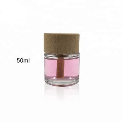 Empty 50ml aroma reed diffuser glass bottle with wooden cap 