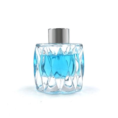 Crystal 80ml embossed glass fragrance aroma diffuser bottle for decorative 