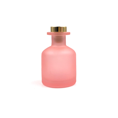 Decorative 150ml frosted pink aroma bottle glass round reed diffuser bottles 