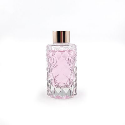 Luxury home decorative 100ml embossed aroma oil reed diffuser bottles 