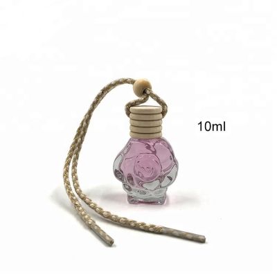 10ml clear flower hanging glass car perfume bottle with rope wooden cap 