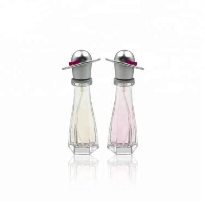 Unique pump sprayer glass perfume bottles 15ml with hat cap 