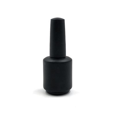 Custom made matte black 15ml round glass nail polish bottle with black brush cap