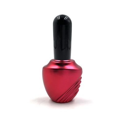 Flame plating frosted red uv gel 13ml glass nail polish bottle with black cap 