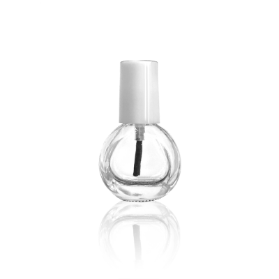High Quality 5ml elegant oblate empty gel nail polish bottle with white plastic brush cap