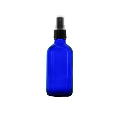 8 oz BLUE Boston Round Glass Bottle With Black Fine Mist Sprayer 