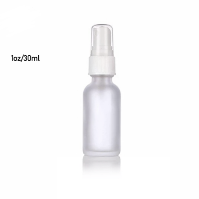 1 oz Boston Round Frosted White Glass Essential Oil Bottles With Mist Spray