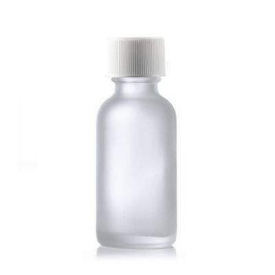 1 oz Clear FROSTED Boston Round Glass Bottle with 20-400 neck finish 