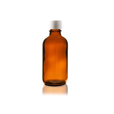 120ml 4 oz AMBER Boston Round Glass Bottle With Child Resistant Cap 