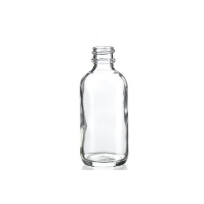 2 oz Clear Boston Round Glass Bottle w/ Child Resistant Cap 