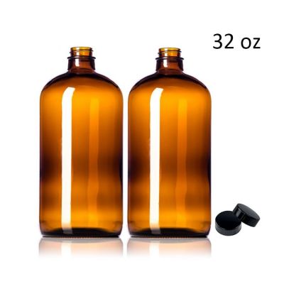 32oz amber glass boston bottle with polycone lid for secondary fermentation and storing kombucha